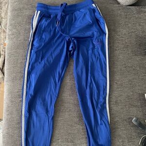 adidas Blue Track Pants with Silver Stripes